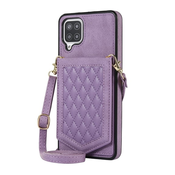 Galaxy A12 5G Case, Samsung Galaxy A12 5G Wallet Case with Crossbody Shoulder Strap, Dteck PU Leather Protective Phone Cover with Make-up Mirror for Samsung Galaxy A12 5G,Purple