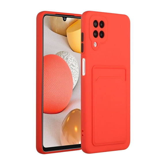 Galaxy A12 Case, Slim Soft Fit Shockproof Protection Case Dropproof Non-Slip Silicone Case with Card Slots Soft TPU Bumper Phone Wallet Case for Samsung Galaxy A12,Red