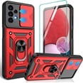 thumbnail image 1 of Galaxy A13 4G Case / A13 4G Lite Case, Samsung Galaxy A13 4G Case with HD Screen Protector, Heavy Duty Shockproof Phone Cover with Magnetic Kickstand Ring for Galaxy A13 4G, Red, 1 of 14