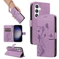 thumbnail image 1 of Galaxy A13 4G Wallet Case with Cards Slots & Hand Wrist, Allytech Premium PU Leather Floral Butterfly Flip Cover Stand Magnetic Closure Phone Case for Samssung Galaxy A13 4G - Purple, 1 of 8