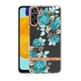 thumbnail image 1 of Galaxy A13 5G Case with Adjustable Detachable Shoulder Strap,Dteck Flower Floral for Girls Women Shock-Absorption Flexible TPU Rubber Cover for Samsung Galaxy A13 5G 6.5-inch,Blue Rose, 1 of 5