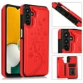 thumbnail image 1 of Galaxy A13 5G Case,Dteck Magnetic Leather Flower Patterned Case Shockproof Rubber Card Wallet Kickstand Cover For Samsung Galaxy A13 5G,Red, 1 of 5