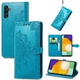 thumbnail image 1 of Galaxy A13 5G Wallet Case, Dteck Embossed Flower PU Leather Magneitc Flip Case With Hand Strap/Credit Card Holder for Samsung Galaxy A13 5G 6.5",Blue, 1 of 6