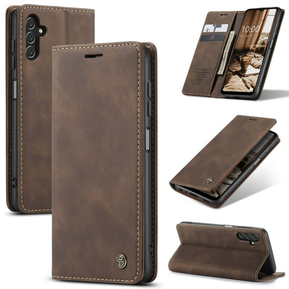 Galaxy A13 5G Wallet Case, TECH CIRCLE PU Leather Flip Folio Case with Card Holders RFID Blocking Kickstand Shockproof TPU Inner Shell Phone Cover for Samsung Galaxy A13 5G 6.5 inch 2021, Coffee