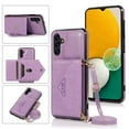 thumbnail image 1 of Galaxy A13 5G case,Dteck Magnetic Leather Wallet Shoulder Strap Kicsktand Case Sockproof Rubber Crossbody Strap Cover for Samsung Galaxy A13 5G,Purple, 1 of 5