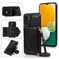 thumbnail image 1 of Galaxy A13 5G case,Dteck Magnetic Leather Wallet Shoulder Strap Kicsktand Case Sockproof Rubber Crossbody Strap Cover for Samsung Galaxy A13 5G,Black, 1 of 5