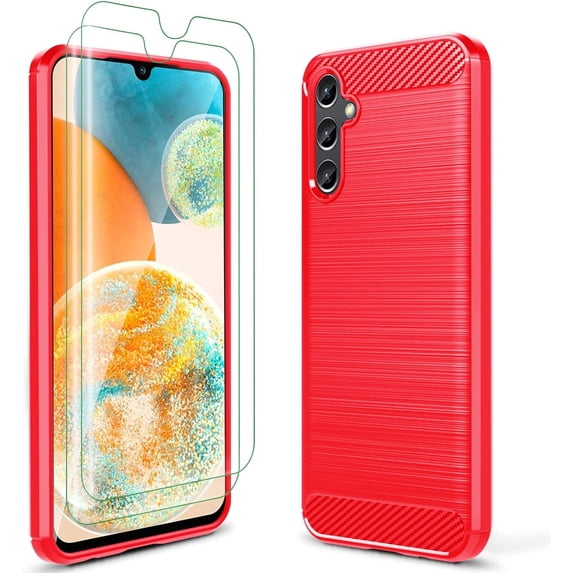 for Galaxy A14 5G Case Samsung A14 5G Case with 2* Screen Protector TPU Shock Absorption Technology Raised Bezels Protective for Samsung Galaxy A14 5G(TPU Red)