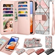 Galaxy A14 5G Case,Samsung A14 5G 6.8 " PU Leather Case, Njjex PU Leather Magnet Stand Wallet Credit Card Holder Flip Case 9 Card Slots Case For Samsung Galaxy A14 5G 2023 - Marble