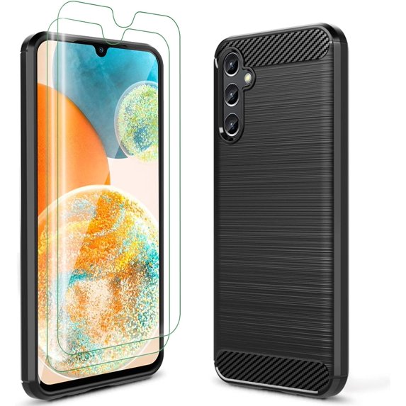for Galaxy A14 5G Case Samsung A14 5G Case with 2* Screen Protector TPU Shock Absorption Technology Raised Bezels Protective for Samsung Galaxy A14 5G(TPU Black)