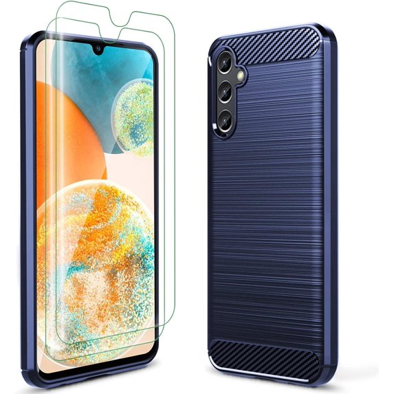 for Galaxy A14 5G Case Samsung A14 5G Case with 2* Screen Protector TPU Shock Absorption Technology Raised Bezels Protective for Samsung Galaxy A14 5G(TPU Blue)