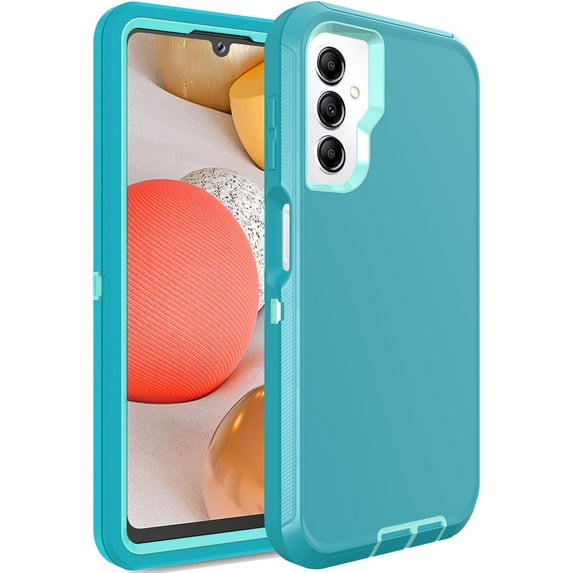 Galaxy A14 5G Case for Samsung Galaxy A14 5G Case Military Drop Shockproof Armor Heavy Duty Rugged 3 in 1 Protection Cover for Galaxy A14 5G Phone Case (Teal+Light Green)