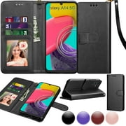 Galaxy A14 5G Case, Samsung Galaxy A14 Wallet Case, Galaxy A14 6.6" Leather Case, Njjex PU Leather Folio Flip Cover Magnetic Closure TPU Shockproof Protective Case Kickstand Strap - Black