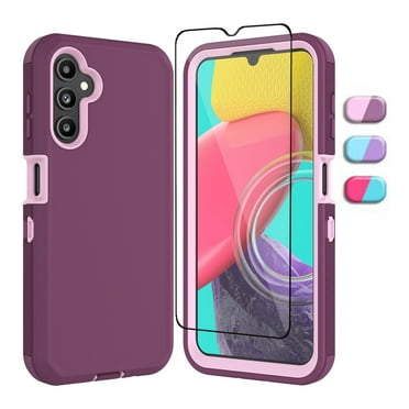 Galaxy A14 5G Case, Tekcoo Sturdy Phone case: Three- Layer Shockproof Military Heavy Duty Full Body Case Cover With HD Glass Screen Protector for Samsung Galaxy A14 5G 6.6 INCH - Wine