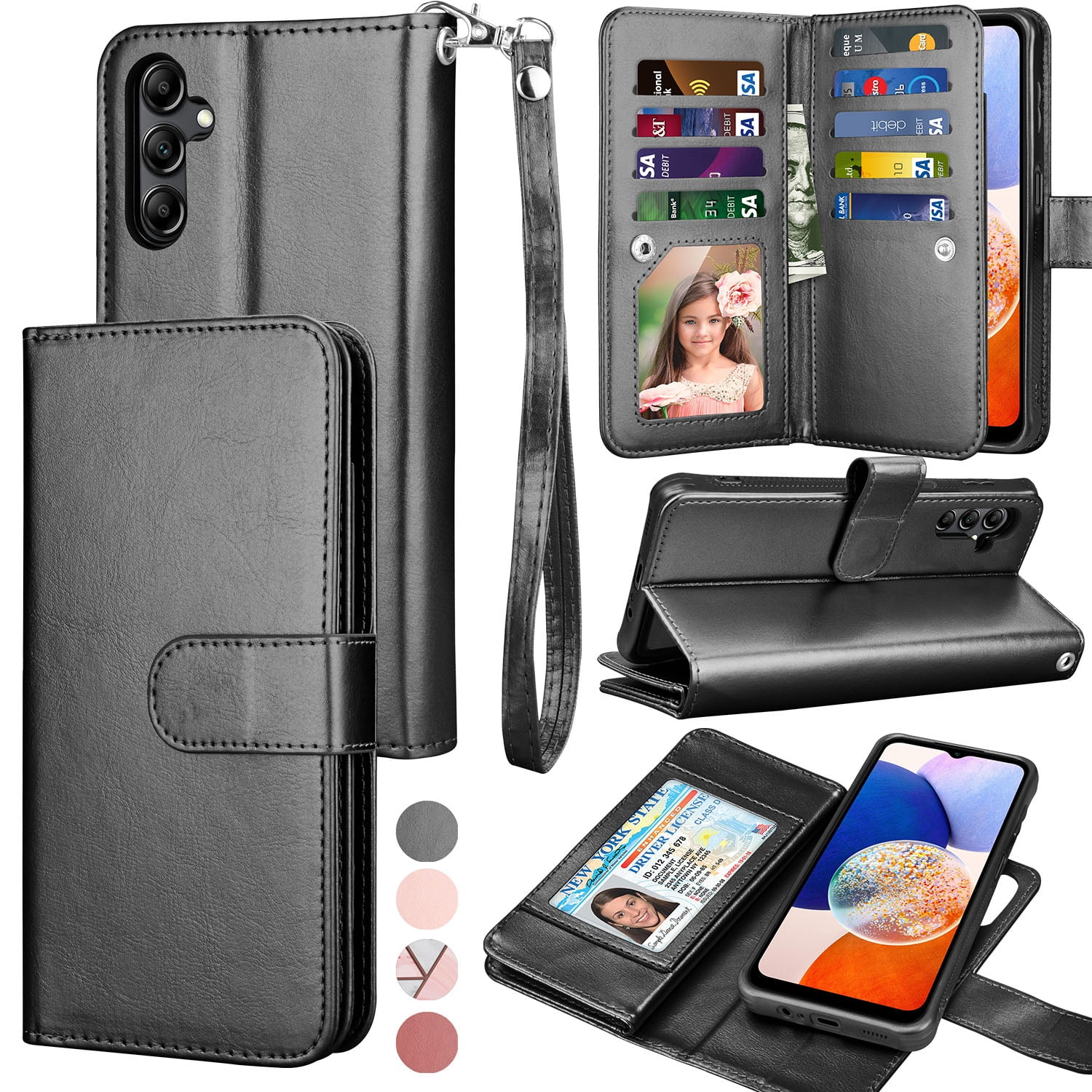 Galaxy A14 5G Case, A14 5G Wallet Case, Samsung Galaxy A14 5G 6.6 inchs PU  Leather Case, Tekcoo Luxury Cash Credit Card Slots Folio Flip Cover  [Detachable Magnetic Case] & Kickstand -