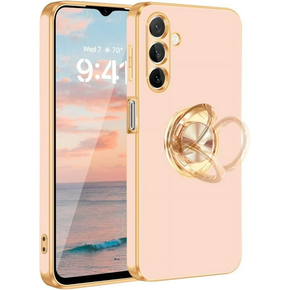 Galaxy A14 5G Phone Case,Samsung A14 5G Case with 360°Ring Holder Phone Case for Women Girls Slim Kickstand Magnetic Support Car Mount Shockproof Case for Samsung Galaxy A14 5G,6.6",Rose Gold