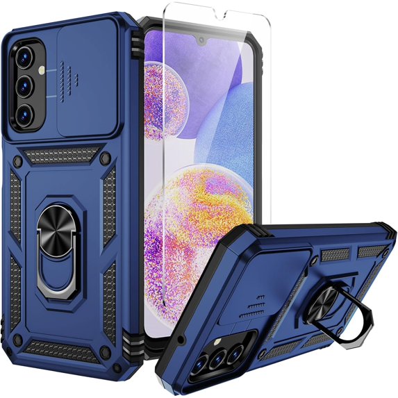 for Galaxy A14 5G Phone Case,Slide Camera Cover HD Screen ProtectorMilitary Grade Shockproof Ring Holder Kickstand Protective for Samsung Galaxy A14 5G Case, Classic Blue