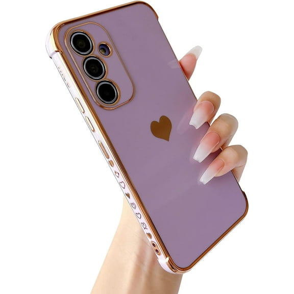 Galaxy A14 5g Case, for Samsung Galaxy A14 Case Women Girls Cute Design Soft Silicone Camera Protection Protective Lovely Heart Phone Case for Galaxy A14 5g (Purple)