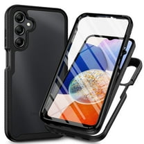 Galaxy A15 5G Case with Built in Screen Protector,Dteck Full-Body Shockproof Rubber Hybrid Protection Crystal Clear PC Back Protective Phone Case Cover for Samsung Galaxy A15,Black