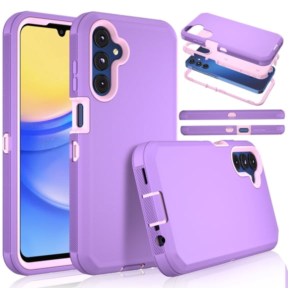 Galaxy A15 5G Case, Defender Phone Case For Samsung Galaxy A15 5G 6.5",Takfox Heavy Duty Shockproof Rugged Rubber Full Body Protective, 3 in 1 Hybrid Bumper Sturdy Hard Cover (Purple)