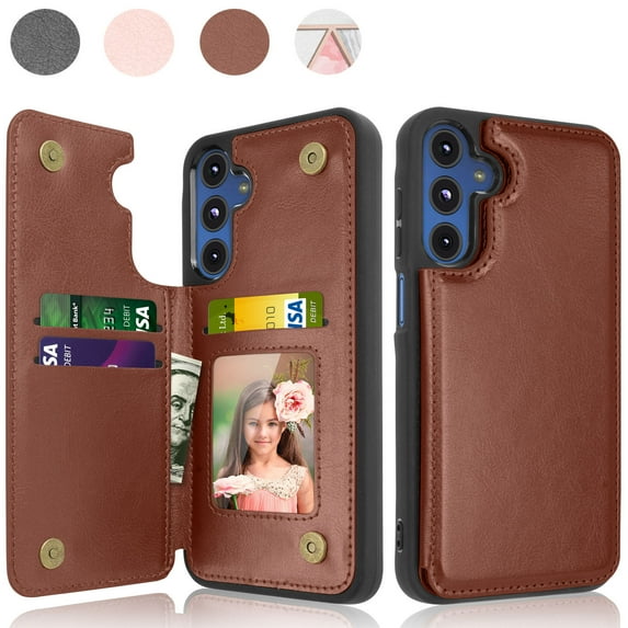 Galaxy A15 5G Case,Takfox PU Leather Folio Wallet Case with Card Slots Holder Kickstand Double Magnetic Clasp Durable Shockproof Protective Cover for Samsung A15 5G -Brown