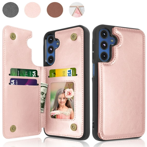 Galaxy A15 5G Case,Takfox PU Leather Folio Wallet Case with Card Slots Holder Kickstand Double Magnetic Clasp Durable Shockproof Protective Cover for Samsung A15 5G -Rose Gold