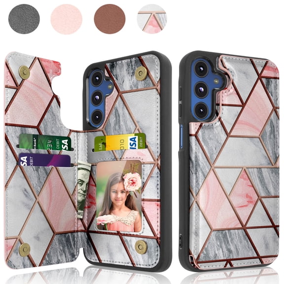 Galaxy A15 5G Case,Takfox PU Leather Folio Wallet Case with Card Slots Holder Kickstand Double Magnetic Clasp Durable Shockproof Protective Cover for Samsung A15 5G -Marble