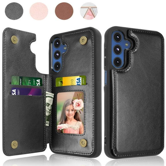 Galaxy A15 5G Case,Takfox PU Leather Folio Wallet Case with Card Slots Holder Kickstand Double Magnetic Clasp Durable Shockproof Protective Cover for Samsung A15 5G -Black