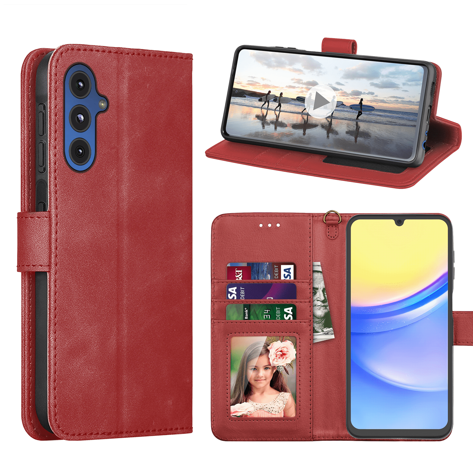 Galaxy A15 5G Wallet Case Takfox With RFID Blocking Leather