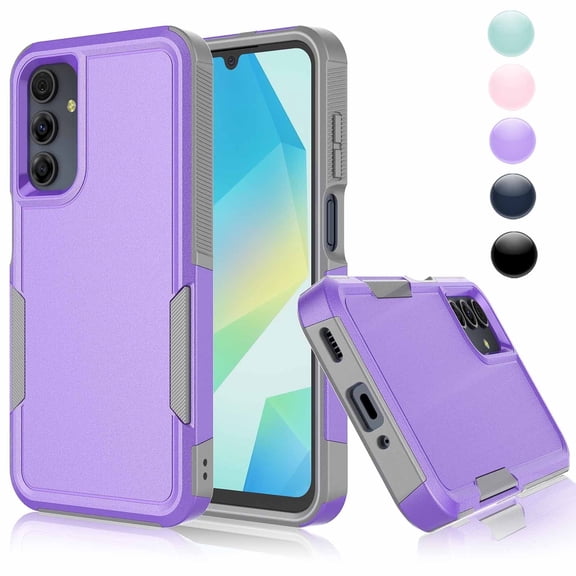 For Galaxy A16 5G Case, 2 in 1 PC Phone Case for Samsung A16 5G 2024 6.7 inch, Njjex Heavy Duty Rubber & Rugged Shockproof Full Body Protection Case Cover - Purple