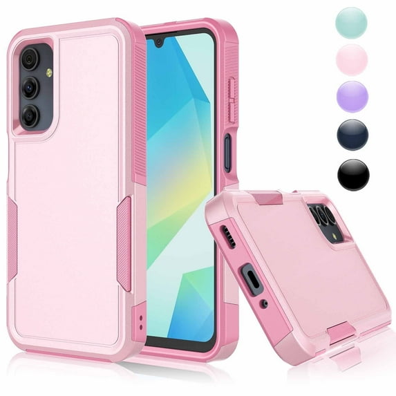For Galaxy A16 5G Case, 2 in 1 PC Phone Case for Samsung A16 5G 2024 6.7 inch, Njjex Heavy Duty Rubber & Rugged Shockproof Full Body Protection Case Cover - Rose Pink