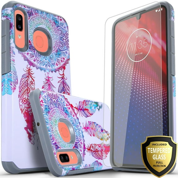 Galaxy A20 Case, With [Tempered Glass Screen Protector Included], STARSHOP Drop Protection Dual Layers Phone Cover - Dream Catcher