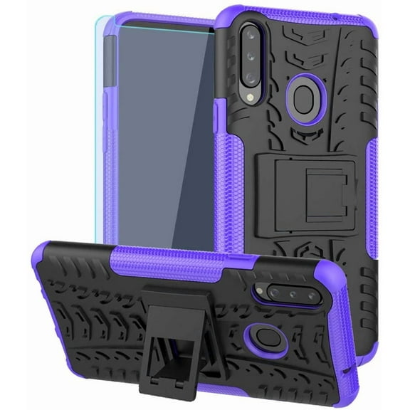 Galaxy A20S Case, with HD Screen Protector, (Not Fit A20) [Shockproof] Tough Rugged Dual Layer Protective Case Hybrid Kickstand Cover for Samsung Galaxy A20S (Purple)