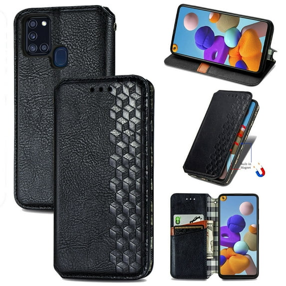Galaxy A21S Wallet Case, Dteck Premium PU Leather Flip Folio Wallet Case with Card Slot Magnetic Closure Case for Samsung Galaxy A21s SM-A217 , Black