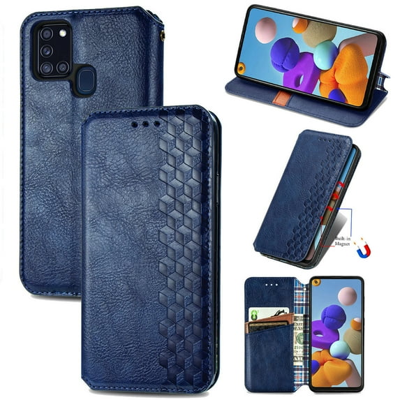Galaxy A21S Wallet Case, Dteck Premium PU Leather Flip Folio Wallet Case with Card Slot Magnetic Closure Case for Samsung Galaxy A21s SM-A217 ,Blue