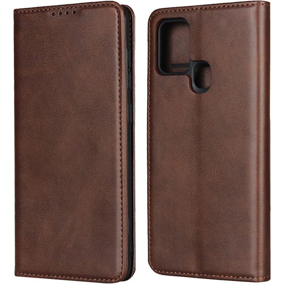 for Galaxy A21S Wallet Case,Premium PU Leather Flip Folio Case,Card Slots,Cash Pocket,Kickstand,Magnetic Closure TPU Shockproof Interior Protective Case for Samsung Galaxy A21S,Brown