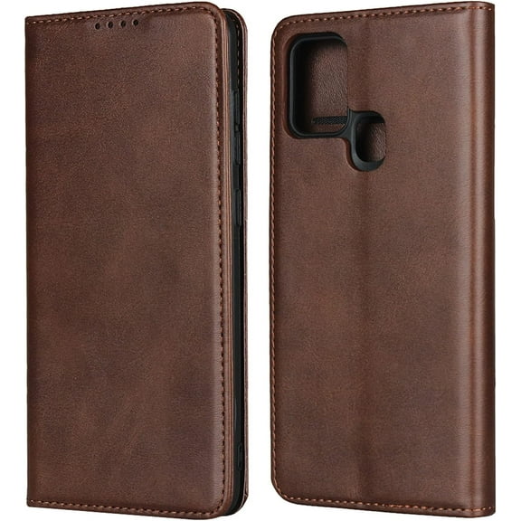 for Galaxy A21S Wallet Case,Premium PU Leather Flip Folio Case,Card Slots,Cash Pocket,Kickstand,Magnetic Closure TPU Shockproof Interior Protective Case for Samsung Galaxy A21S,Brown