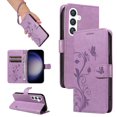 thumbnail image 1 of Galaxy A22 5G Wallet Case with Cards Slots & Hand Wrist, Allytech Premium PU Leather Floral Butterfly Flip Cover Stand Magnetic Closure Phone Case for Samssung Galaxy A22 5G - Purple, 1 of 8