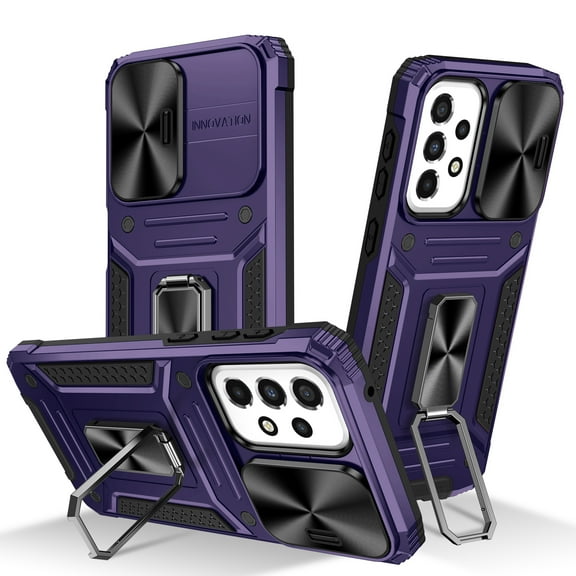 for Galaxy A23 4G Case Heavy Duty with Camera Cover, Build in Kickstand & Magnetic Car, Military Grade Armor Protection Cover,Sturdy Rugged Shockproof Case For Samsung Galaxy A23 4G, Purple