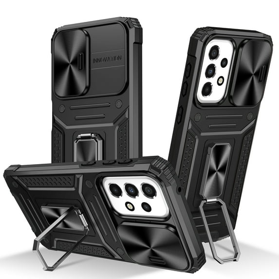 for Galaxy A23 4G Case Heavy Duty with Camera Cover, Build in Kickstand & Magnetic Car, Military Grade Armor Protection Cover,Sturdy Rugged Shockproof Case For Samsung Galaxy A23 4G, Black