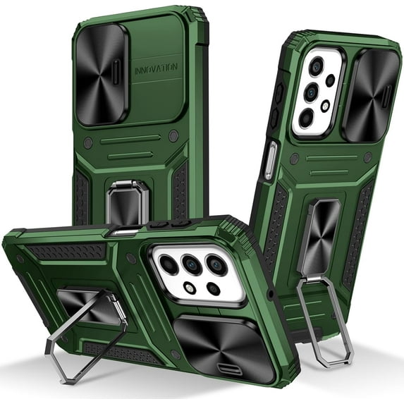 Galaxy A23 5G Case for Samsung Galaxy A23 4G Case with Kickstand Slide Camera Cover Military Grade Protection Shockproof Case for Galaxy A23 5G/4G Phone Case (Dark Green)