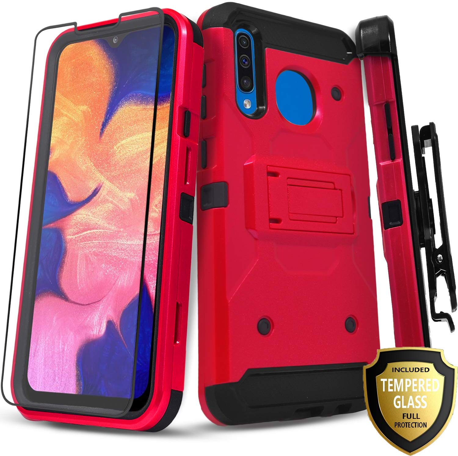 Galaxy A30 Case, With [Tempered Glass Screen Protector Included
