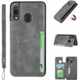 thumbnail image 1 of Galaxy A30 Luxury PU Leather Case,Credit Card Holder,Cash Slots,Stand Function Soft TPU Back Wallet Case Flip Wrist Strap Multi-Function Durable Case for Samsung Galaxy A30 A20 6.4",Gray, 1 of 16