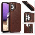 thumbnail image 1 of Galaxy A32 5G Case,Dteck Magnetic Leather Pattern Hybrid Rubber Shockproof Case Card Holder Wallet Back Kickstand Flip Cover for Samsung Galaxy A32 5G ,Brown, 1 of 7