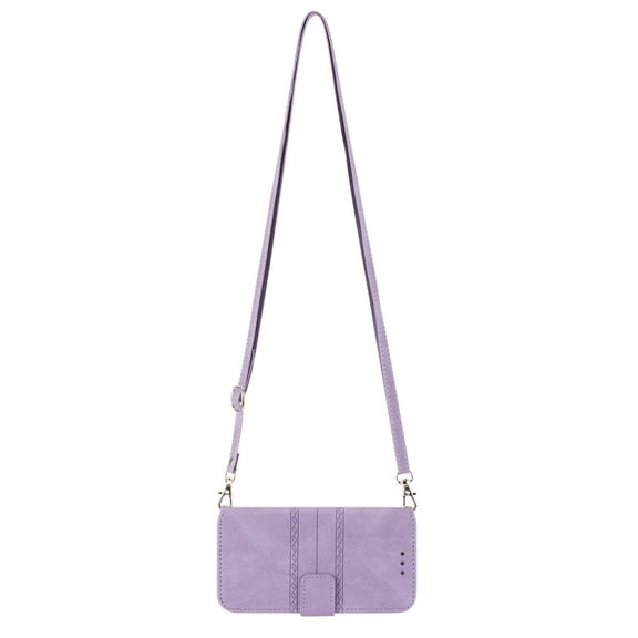 Galaxy A32 5G Case, Flip PU Leather Crossbody Shoulder Carrying Purse Cover Card Slots Holder Shockproof Protective for Samsung Galaxy A32 5G 2021,Lightpurple