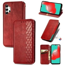Galaxy A32 5G Case, Premium PU Leather TPU Wallet Cover with Card Holder Kickstand Hidden Magnetic Adsorption Shockproof Flip Folio Cell Phone Protective Case for Samsung Galaxy A32 5G,Red