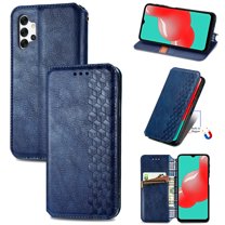 Galaxy A32 5G Case, Premium PU Leather TPU Wallet Cover with Card Holder Kickstand Hidden Magnetic Adsorption Shockproof Flip Folio Cell Phone Protective Case for Samsung Galaxy A32 5G,Blue