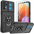 thumbnail image 1 of Galaxy A32 5G Case, Samsung Galaxy A32 5G Case with HD Screen Protector, Heavy Duty Shockproof Phone Cover with Magnetic Kickstand Ring for Galaxy A32 5G, Black, 1 of 8