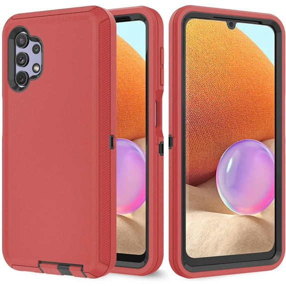 Galaxy A32 5G Case for Samsung Galaxy A32 5G Case Military Drop Shockproof Armor Heavy Duty Rugged 3 in 1 Protection Cover for Galaxy A32 5G Phone Case (Red+Black)