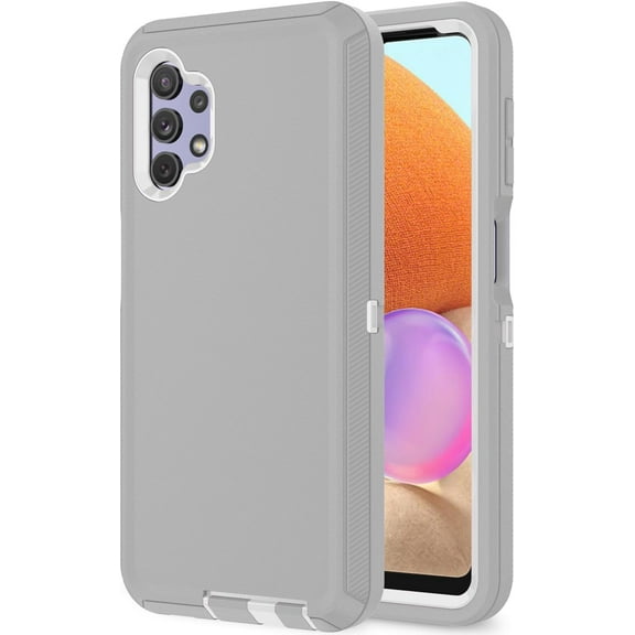 Galaxy A32 5G Case for Samsung Galaxy A32 5G Case Military Drop Shockproof  Heavy Duty Rugged 3 in 1 Protection Cover for Galaxy A32 5G Phone Case (Grey+White)