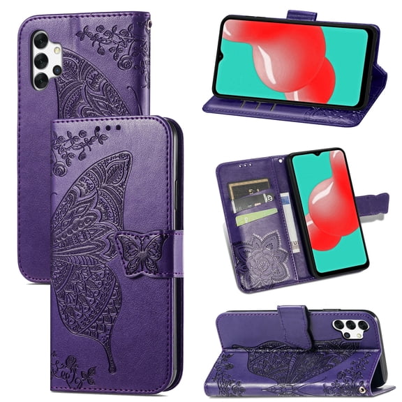 Galaxy A32 5G Case, Galaxy A32 5G Wallet Case Folio Case Magnetic Closure RFID Blocking Card Slots Kickstand Case Shockproof Absorption Double Protection Case for Samaung Galaxy A32 5G, Purple